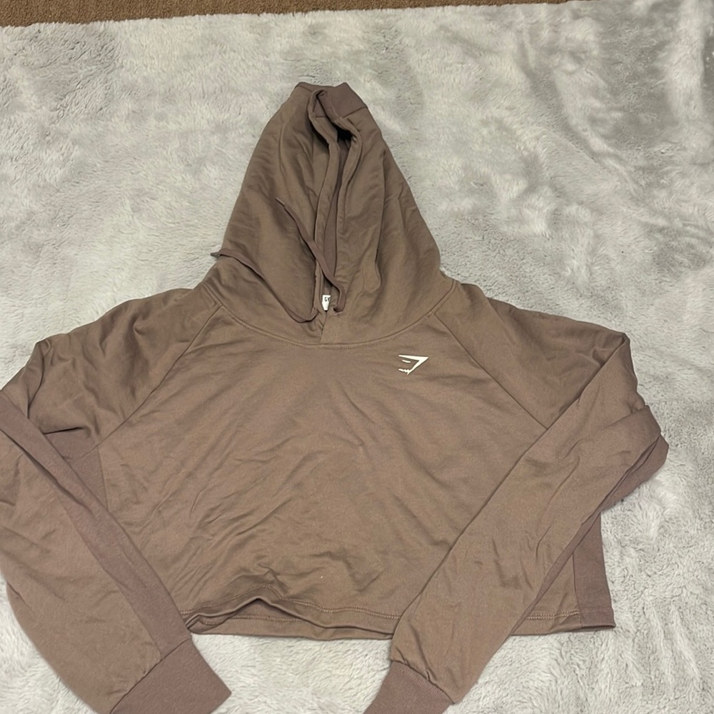 ROSE TAUPE CROPPED GYMSHARK HOODIE